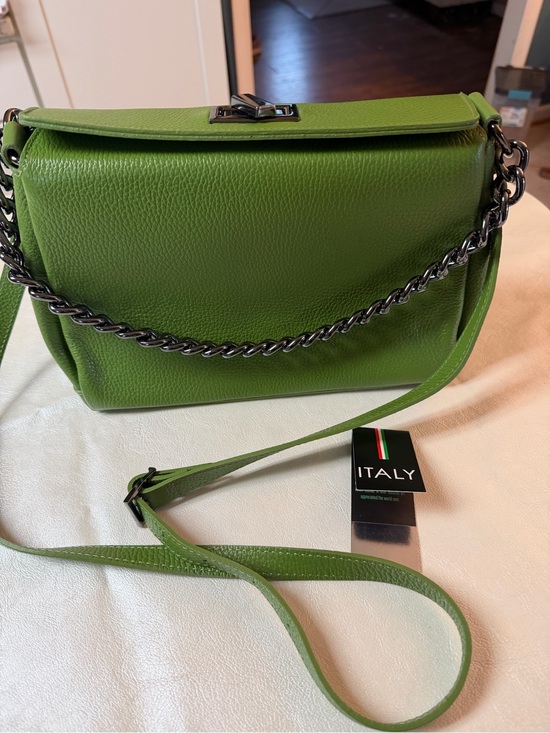 Handbags - Green Leather Crossbody Bag - Italy